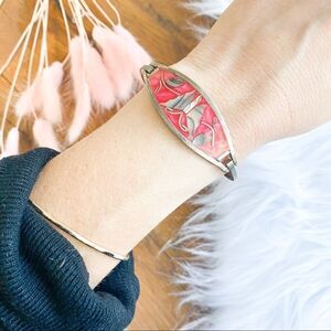 Sterling silver & shell butterfly bangle